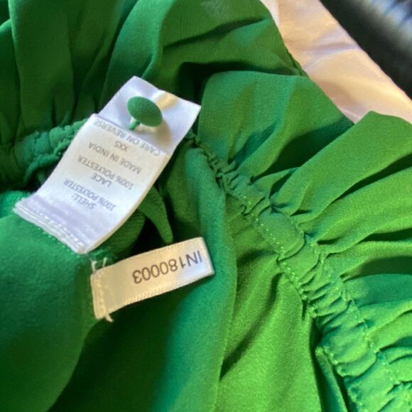 NWT Kelly Green Victorian Boho Ruffle Recycled Polyester Blouse - Picture 9 of 15